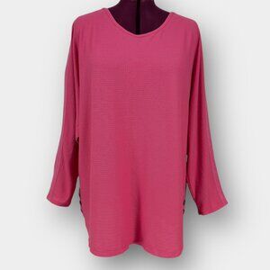 Lily Morgan Pink Textured Dolman Sleeve Tunic Scoop Neck Button Detail Size 3X